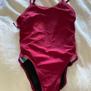 Jolyn maroon tie back onesie with multicolor slits